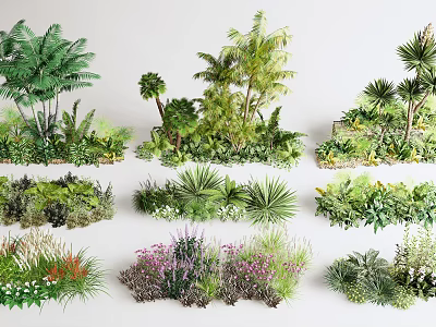 Various Green Shrub Varieties For Garden Landscaping And Outdoor Decoration Projects 3d model