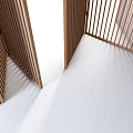 Modern Wooden Folding Screens With Vertical Slats In Minimalist Space