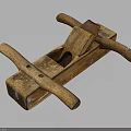 Vintage Wooden Hand Plane Tool With Two Handles And Rustic Aged Finish