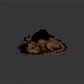 Sleeping Dragon Sculpture With Brown Body Black Wings And Spines