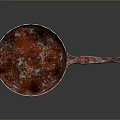 Rusty Red Frying Pan With Handle For Daily Kitchen Cooking Utensil
