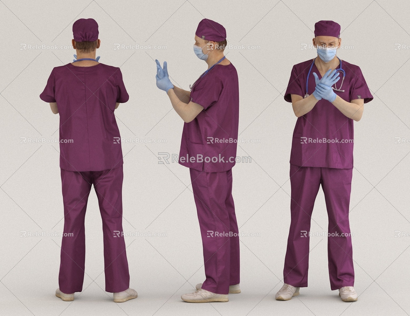 Doctor Professional Male Nurse Surgery 3d model