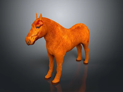 Orange 3D Horse Model Standing On Dark Background With Smooth Surface 3d model