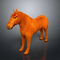 Orange 3D Horse Model Standing On Dark Background With Smooth Surface 3d model