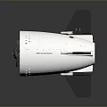 White Rocket Engine Device With Turbine Front Structure Black Tail Fins And Blue Side Wing 3d model