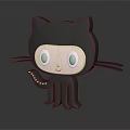 Cute Black Cartoon Cat Game Movie Character With Large Pink Eyes White Face Spotted Tail
