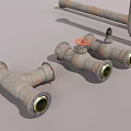 Pipe valve elbow flange assembly 3d model