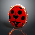 Red Ladybug Shaped Decorative Ornament Set With Black Spots Heart Pattern Gold Frame Reflective Surface 3d model