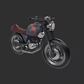 Vintage Gray Motorcycle With Red Seat Round Headlight And Black Tires