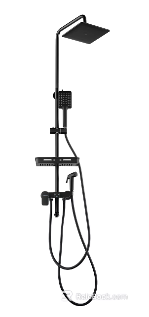 Modern Black Shower System With Rain Head Handheld Sprayer And Control Knob 3d model 