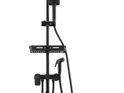 Modern Black Shower System With Rain Head Handheld Sprayer And Control Knob 3d model