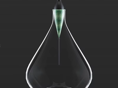 Decorative Transparent Ceramic Vessel With Teardrop Shape Green Accent And Black Top Design 3d model
