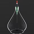 Decorative Transparent Ceramic Vessel With Teardrop Shape Green Accent And Black Top Design