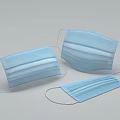 Multiple Blue Disposable Face Masks In Different Positions On Gray Background 3d model