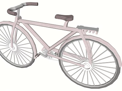 Classic Vintage Bicycle With Light Frame Brown Seat And Rear Rack 3d model