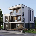 Modern Detached Villa Exterior With Large Glass Windows Balconies And Surrounding Greenery