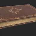 Vintage Book with Brown Leather Cover and Intricate Circular Decorative Pattern