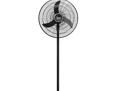 Black Standing Air Cooler Fan With Three Blades And Stable Base 3d model