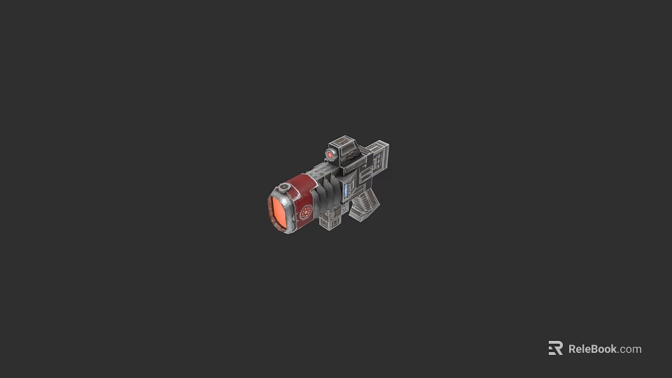 Futuristic Mechanical Weapon With Red Core And Metallic Structure Design 3d model 