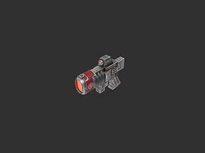Futuristic Mechanical Weapon With Red Core And Metallic Structure Design 3d model
