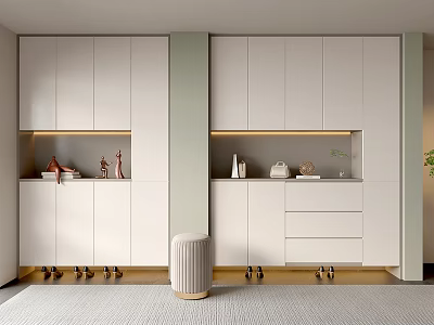 Modern Minimalist Kitchen Interior Design With White Cabinets Soft Lighting And Storage Decor 3d model
