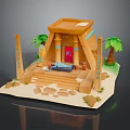 Egyptian Style Landscape Featuring Small Temple Stone Steps Palm Trees and Obelisks 3d model