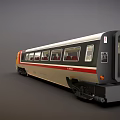 Modern Train Carriage With Grey White Body Multiple Windows And Black Wheels