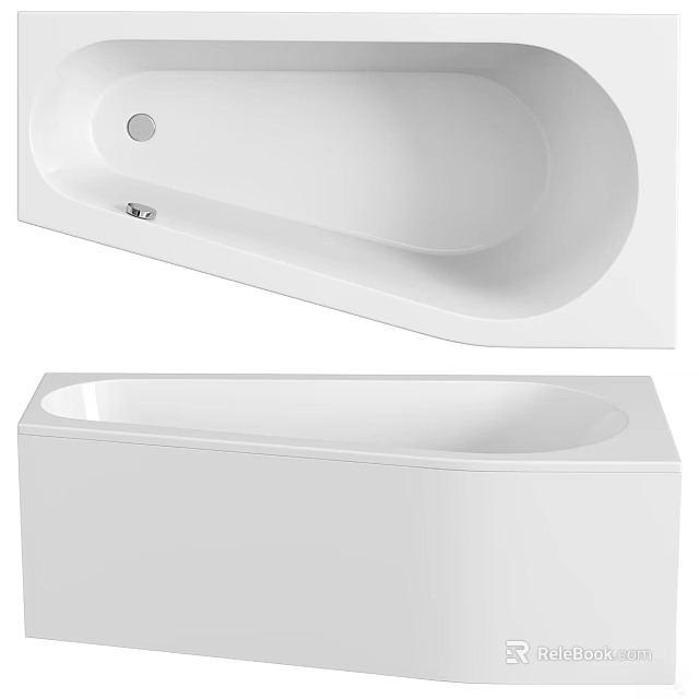 Modern White Bathtub Design With Sleek Lines And Smooth Surface For Bathroom 3d model