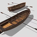 Wooden Boats With Traditional Wooden Structure And Oars Featuring Wooden Seats And Planks