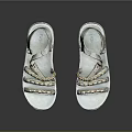 Stylish Strappy White Sandal Shoes with Gold Decorations and Modern Design