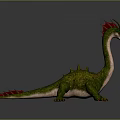 Green Fantasy Dragon Character With Red Spikes Long Neck And Scaled Body 3D Render