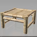 Bamboo Square Side Table With Weave Top And Natural Bamboo Frame Design 3d model