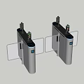 Modern Public Access Control Turnstile With Glass Barriers And Digital Screens