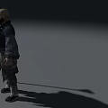 Game Movie Character Bald Head Beard In Blue Dark Outfit Green Beads And Long Weapon