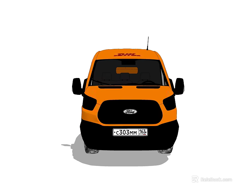 Orange JINL Compact Van Front View With Modern Design Features 3d model 