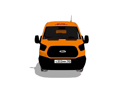 Orange JINL Compact Van Front View With Modern Design Features 3d model