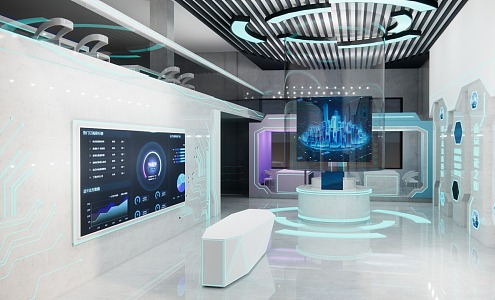 Future Technology Theme Hotel Lobby 3d model