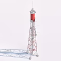 Industrial Communication Tower Equipment Featuring Red White Structure Antennas And Metal Brackets