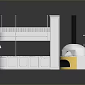 Modern Reception Desk With Green Tiled Backdrop White Structure And Marble Countertop