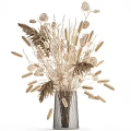 Natural Tones Metallic Vase With Dried Pampas Grass And Feathery Blooms Decorative Arrangement
