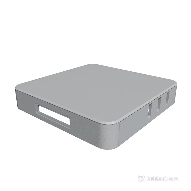 Gray Square External Electronic Device With Sleek Design And Side Ports 3d model 