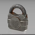 Sturdy Metal Hardware Tool Padlock With US Logo And Durable Security Design 3d model