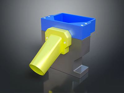 Industrial Mechanical Component With Blue Square Top Yellow Cylindrical Tube And Gray Base Structure Design 3d model