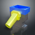 Industrial Mechanical Component With Blue Square Top Yellow Cylindrical Tube And Gray Base Structure Design