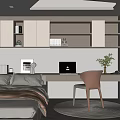 Tatami Bedroom Modern Minimalist Interior Design With Desk Chair And Bookshelves