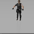 Police Character In Tactical Gear Confronting Zombie Creature In Survival Scene