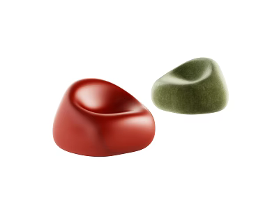 Comfortable Red And Green Bean Bag Chairs With Curved Ergonomic Design For Living Room 3d model