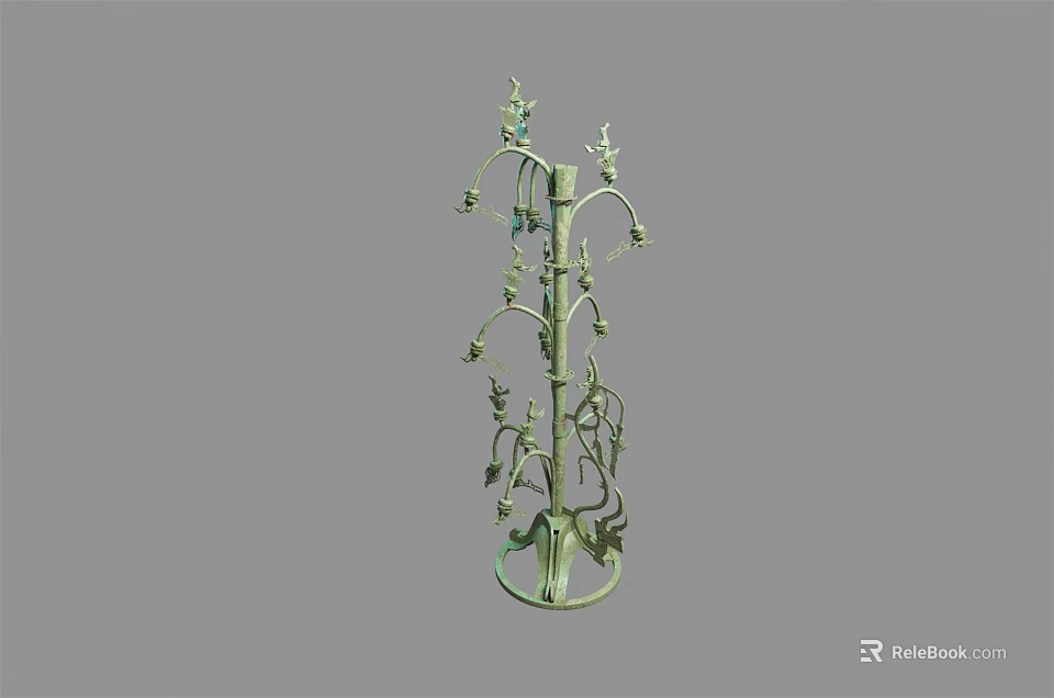 Ornamental Tree Shaped Ceramic Vessel With Multiple Decorative Branches For Home Decor 3d model 