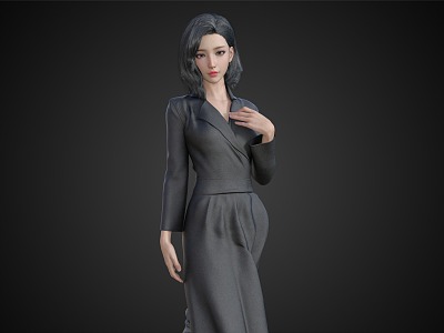 Woman temperament beauty standing posture woman wearing skirt woman 3d model