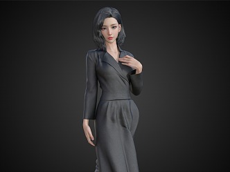 Woman temperament beauty standing posture woman wearing skirt woman 3d model